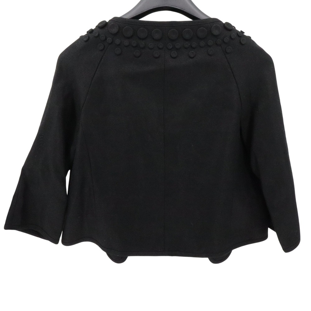 NWT Talbots Black Applique Cropped Bolero Jacket Linen Cotton 12 - Picture 3 of 6